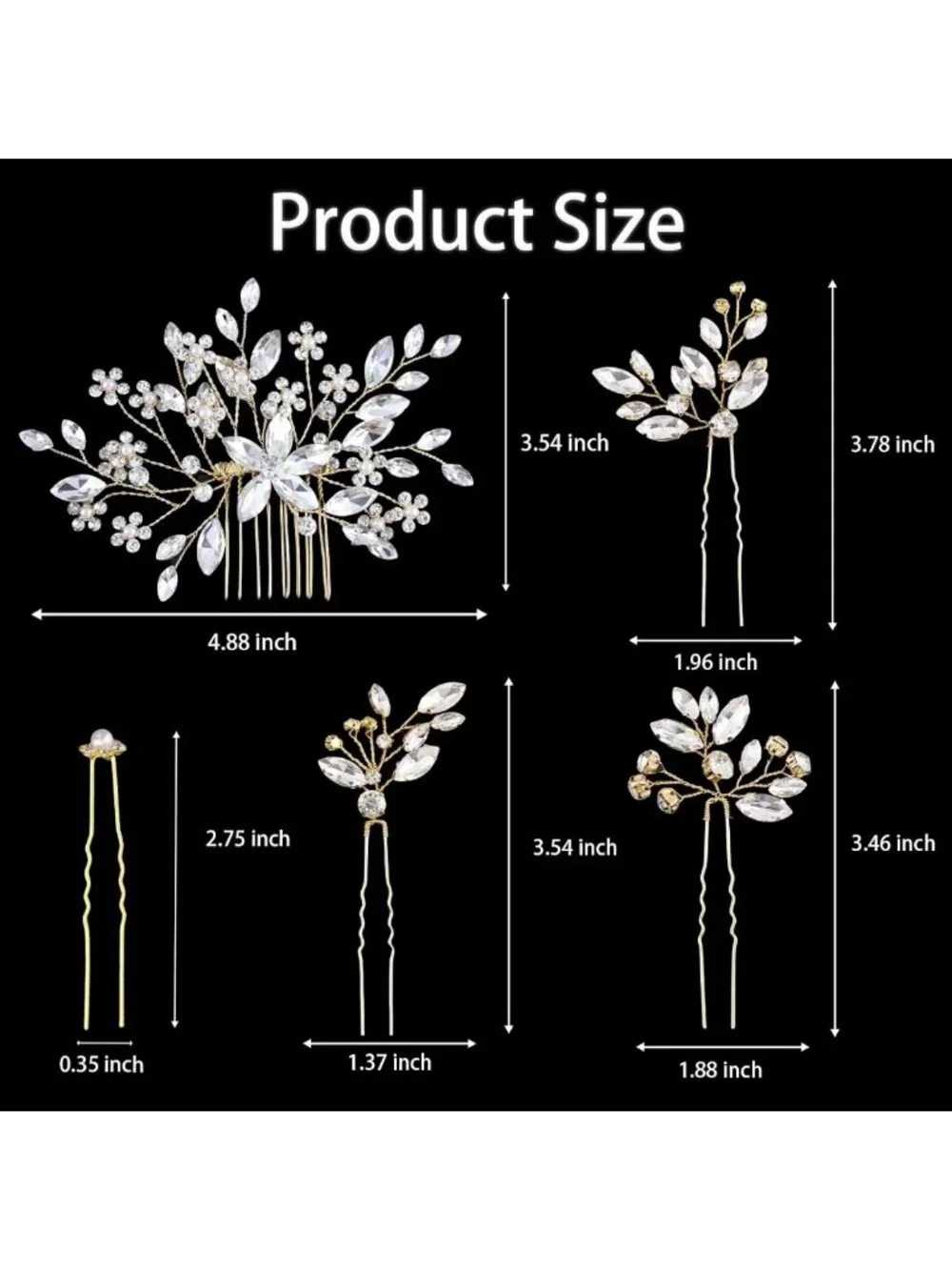 10 Pcs Rhinestone Bridal Hair Pins - Crystal Hair Accessories for Brides